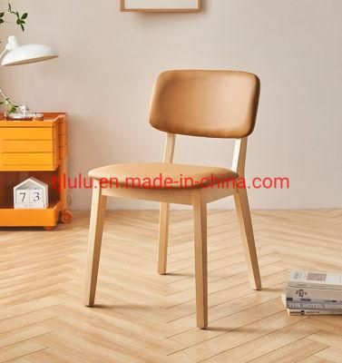 Modern Commercial Restaurant Cafe Shop Furniture Upholstered Leather Cushion Solid Wood Frame Dining Chair