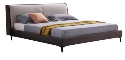 Hot Sale Modern Style Leather Cover Bedroom Furniture King Size Solid Wood Frame Bed Design of Double Wood Bed