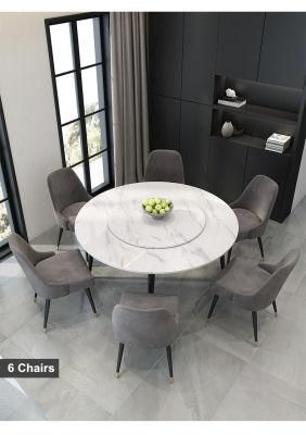 Round Marble Top with Stainless Steel Legs Dining Table Furniture with Popular Dining Chair