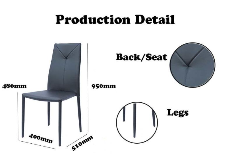 China Wholesale Home Office Living Room Furniture PU Faux Leather Dining Chair with Steel Leg
