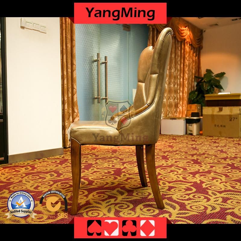 Korean Restaurant Solid Wood Chair Living Room Simple PU Leather Chair Solid Wood Frame Korean Casino Hotel Dining Chair Ym-Dk06