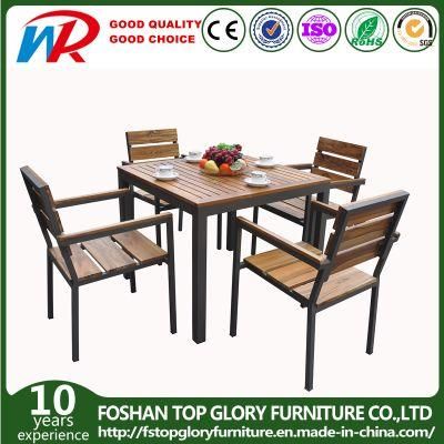 Hotel Patio Garden Wood Furniture Plastic Polywood Dining Table Set for Indoor Outdoor