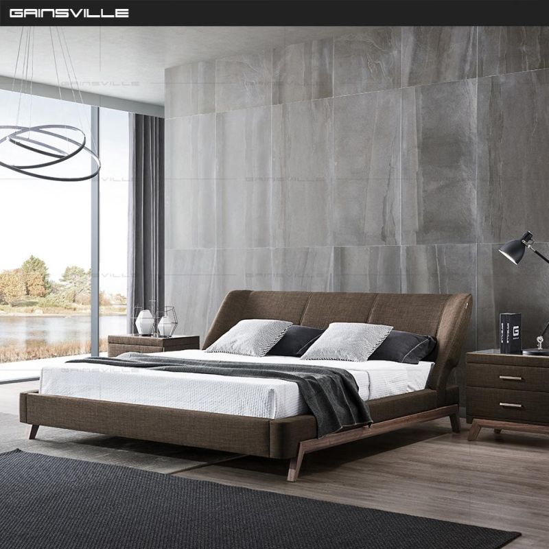 Hotel Project Modern Bedroom Bed Sets Furniture Simple Luxury Leather Metal Frame Beds