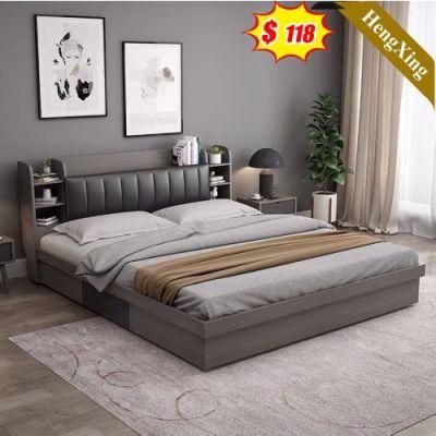 High End Modern Leather Headboard Wooden Bedroom Furniture Durable Strong Bed