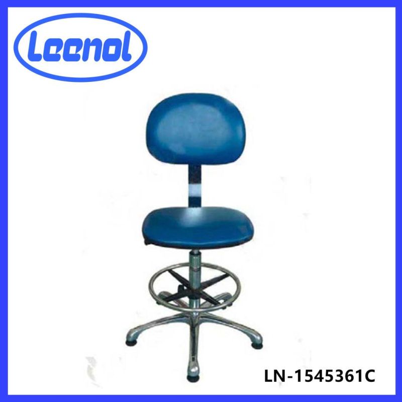 Blue Five-Star Feet Leather Antistatic ESD Lab Chair