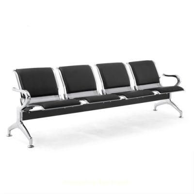 Good Quality Stainless Steel 4 Seats Unfolded Hospital Medical Padding Public Bus Station Airport Waiting Room Bench Chair Furniture with ISO