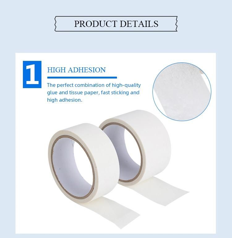 High Hack Strong Double Sided Solvent Tissue Tape for PVC or Cloth Sticky Use