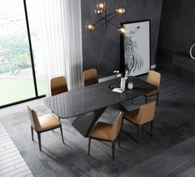 Modern Home Furniture Marble Stone Metal Base Table Dining Room Restaurant Furniture