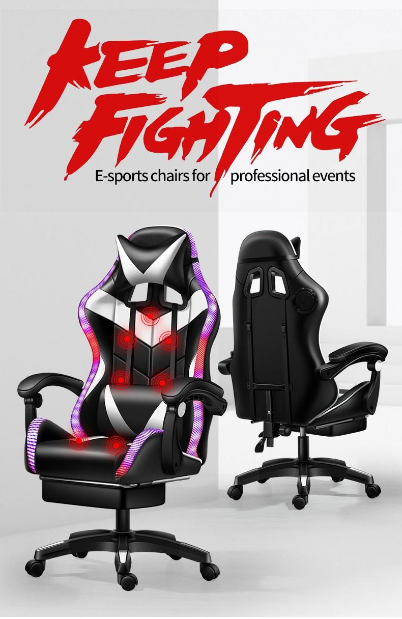 CE Approval Factory Wholesale Leather Reclining Gamer Chair LED Light Bar Racer RGB Gaming Chair