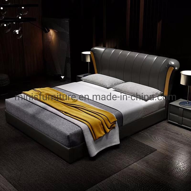 (MN-MB109) Home/Hotel Bedroom Furniture Luxury Gold Leather King/Queen Bed