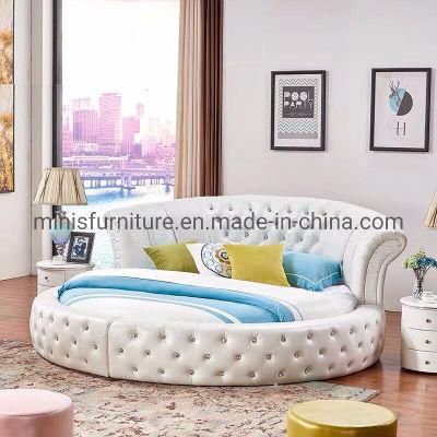 (MN-MB107) Home/Hotel Bedroom Furniture White Leather Round Bed