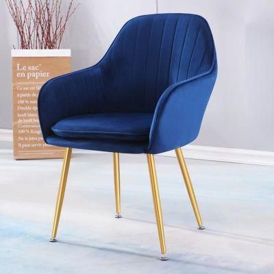 Blue Fabric Leisure Chair with Metal Legs Lounge Chair