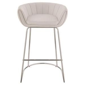 Metal 36 Hight Leather Upholstered Cool Bar Stool with Low Back