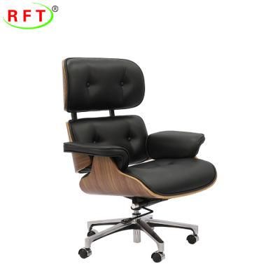 Premium Ea670 Black Genuine Leather Swivel Office Furniture Boss Manager Chair