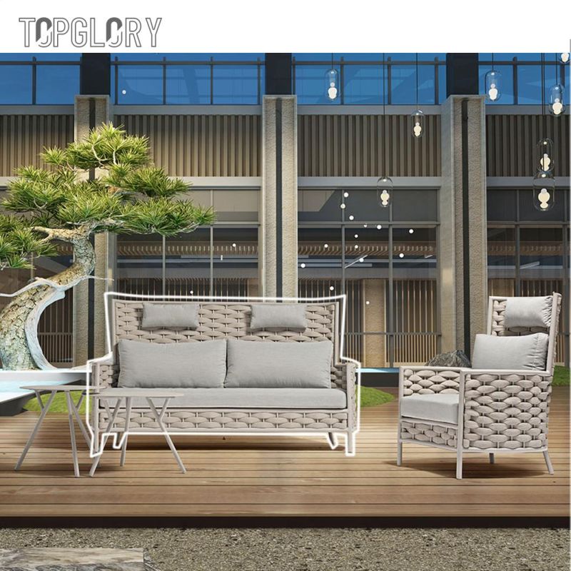 Aluminum Frame Woven Rope Round Sofa Set High Quality New Arrival Leisure Garden Patio Outdoor Chair