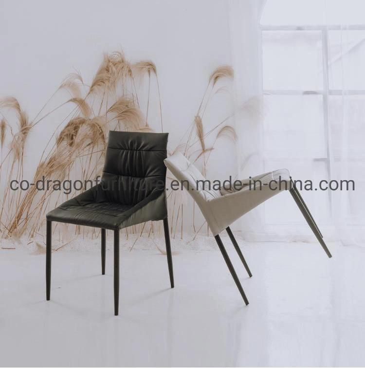 Modern Luxury Home Furniture Metal Legs Dining Chair with Leather