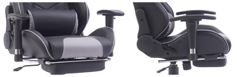 Black Massage Racing Gamer Chair with Reclining Function