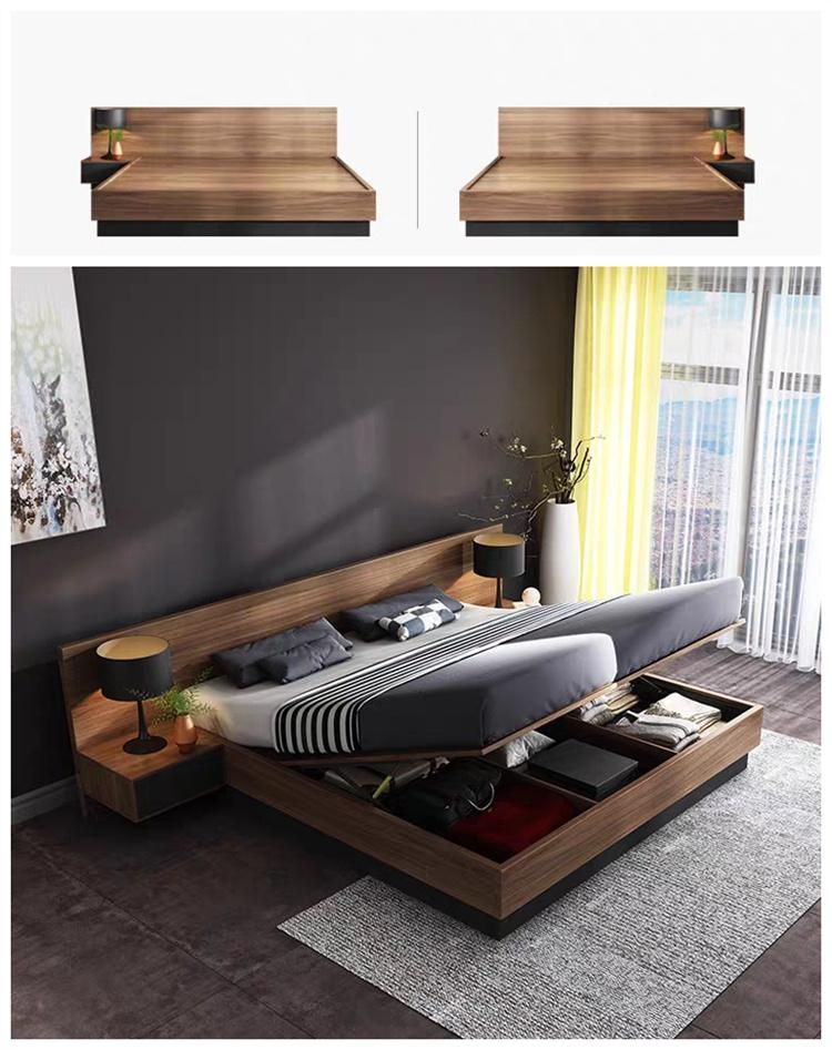 Modern Wooden Bedroom Set Home Hotel Bedroom Living Room King Size Bed