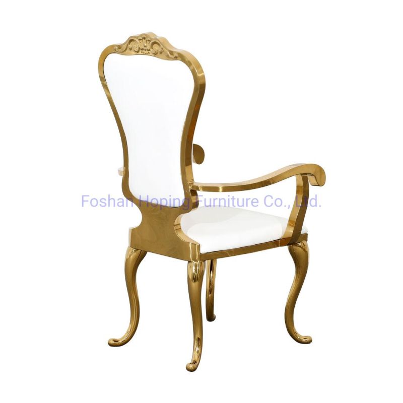 Europe Hotel Luxury Royal Restaurant Dining Table Classic Armrest Wedding Bride and Groom King Throne High Chair Living Room Princess Chair