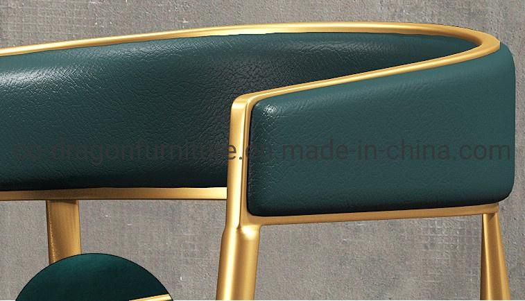 Modern Home Furniture Steel Leg Leather Dining Chair with Arm