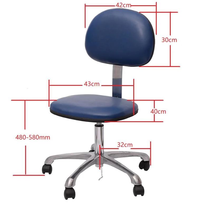 Aluminum Alloy Durable Leather Lab Use ESD Stainless Chair