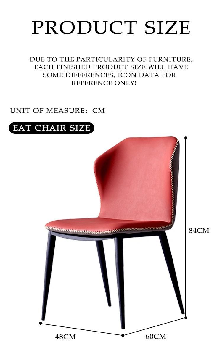 Modern Furniture Hardware Steel Frame Leisure Leather and fabric Dining Chairs