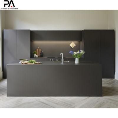 Guangdong Factory Modular Kitchen Black Matt Lacquer Kitchen Cabinets