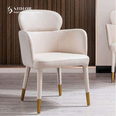 Coffee Shop Furniture Aluminum Frame Dining Chairs with Leather Cushion for Hotel Use