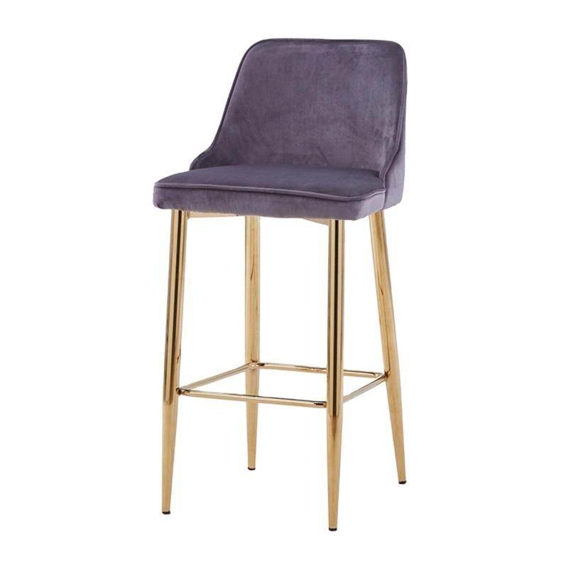 Bar Chair Home Tall Nordic Metal Luxury Gold Velvet Kitchen Leather High Modern Stools Chair Bar Furniture for Bar Table Chinese