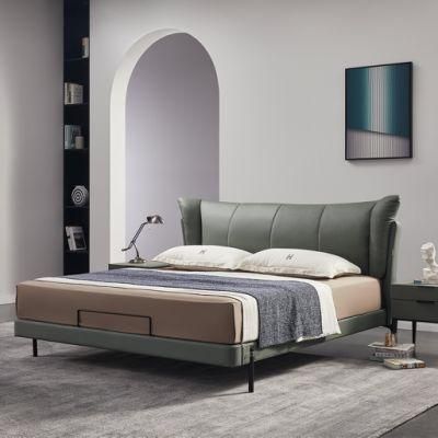 2021 New Design Solid Wood Soft Leather Bedroom Bed