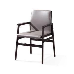 Wholesale Simple Modern Wooden Dining Chair with PU Leather and Arm (A-078)