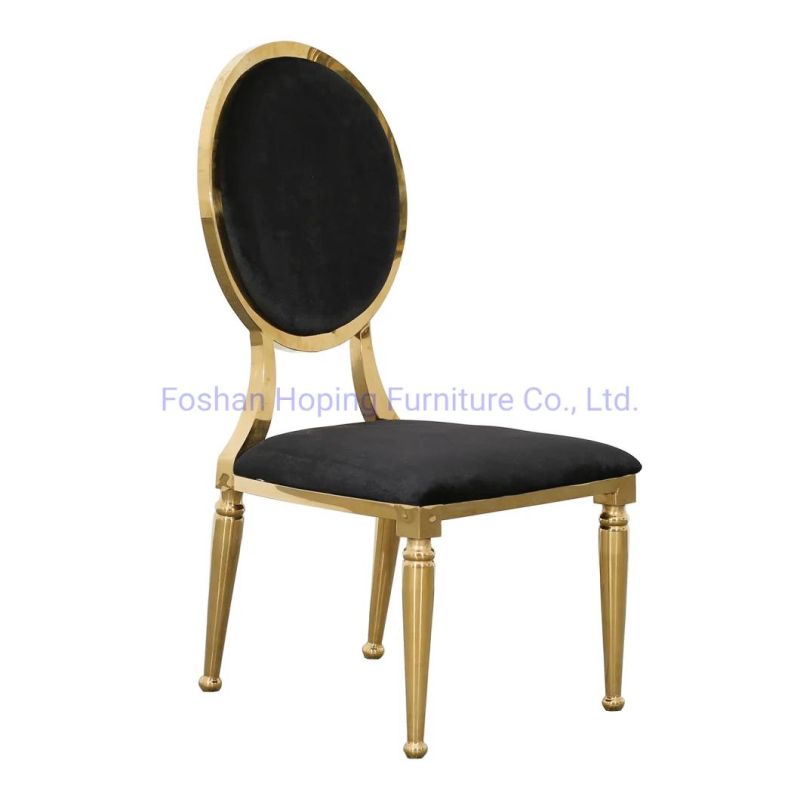Black Fabric Gold Stainless Steel Legs Banquet Hotel Dining Chairs for Sale Wedding Mandap Chairs
