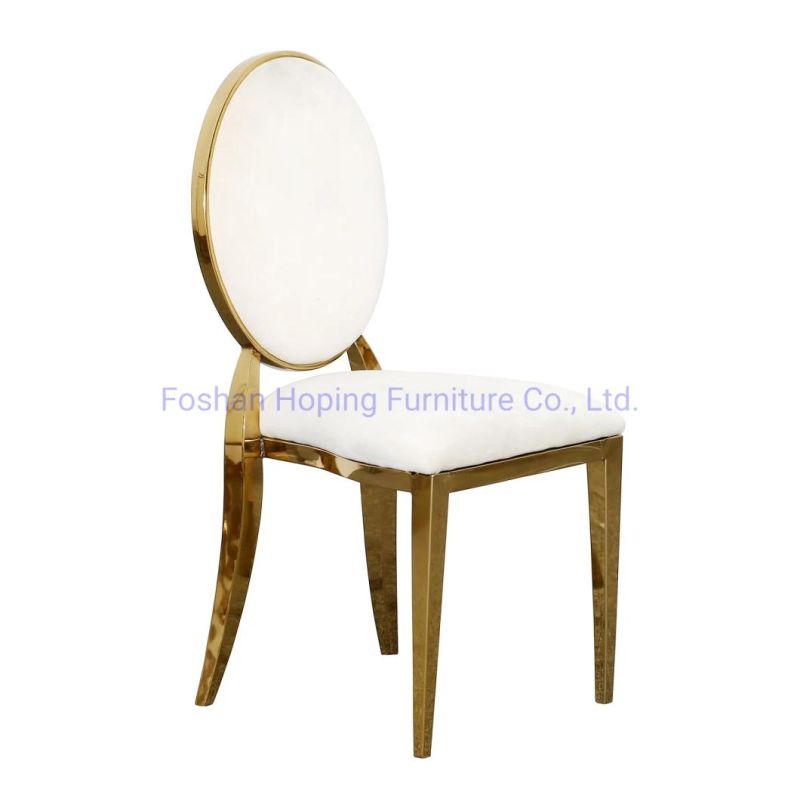 Dining Room Furniture Marble Dining Table with White Leather Chair Wedding Banquet Hotel Dining Event Party Clear Stainless Steel Chair