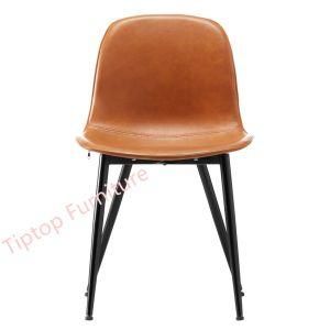 Good Design Brown Leather Classic Furniture Stackable Dining Chair