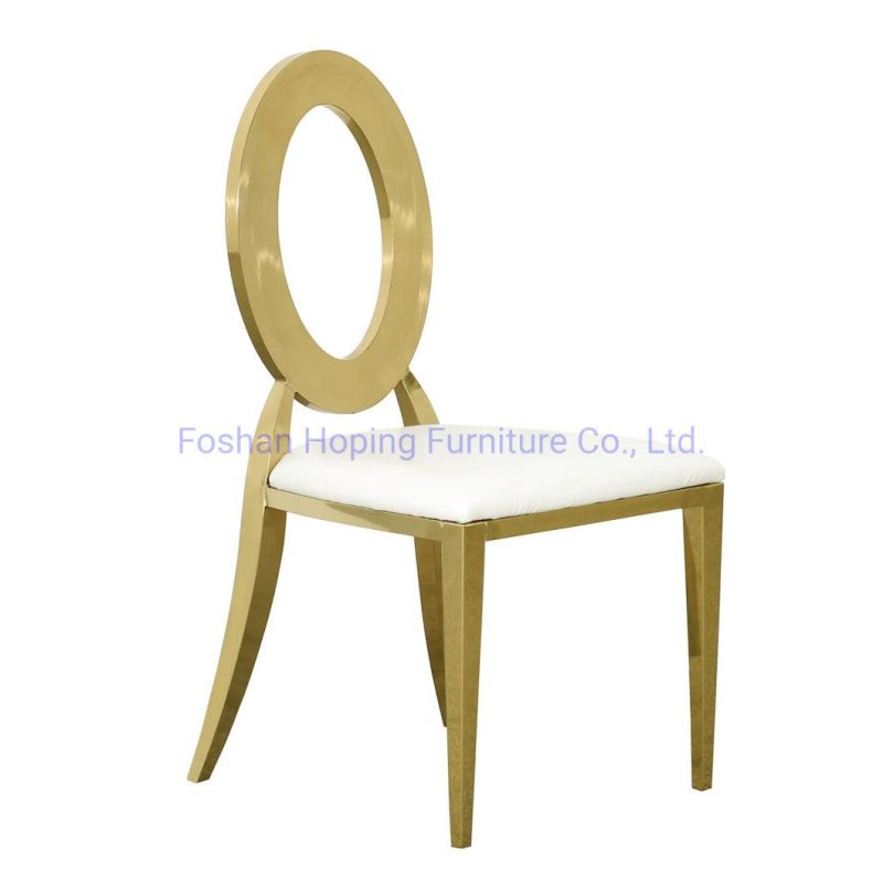 China Foshan Leisure Circle Back Banquet Chair Factory Rotary Swing Egg Ball Chair New Design Gold Stainless Steel Furniture Wedding Party Dining Table Chairs