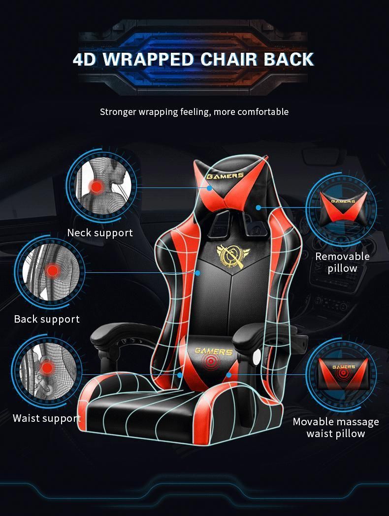 RGB Comfortable Footrest Computer Ergonomic Leather Silla Gamer Office PC Racing Gaming Chair