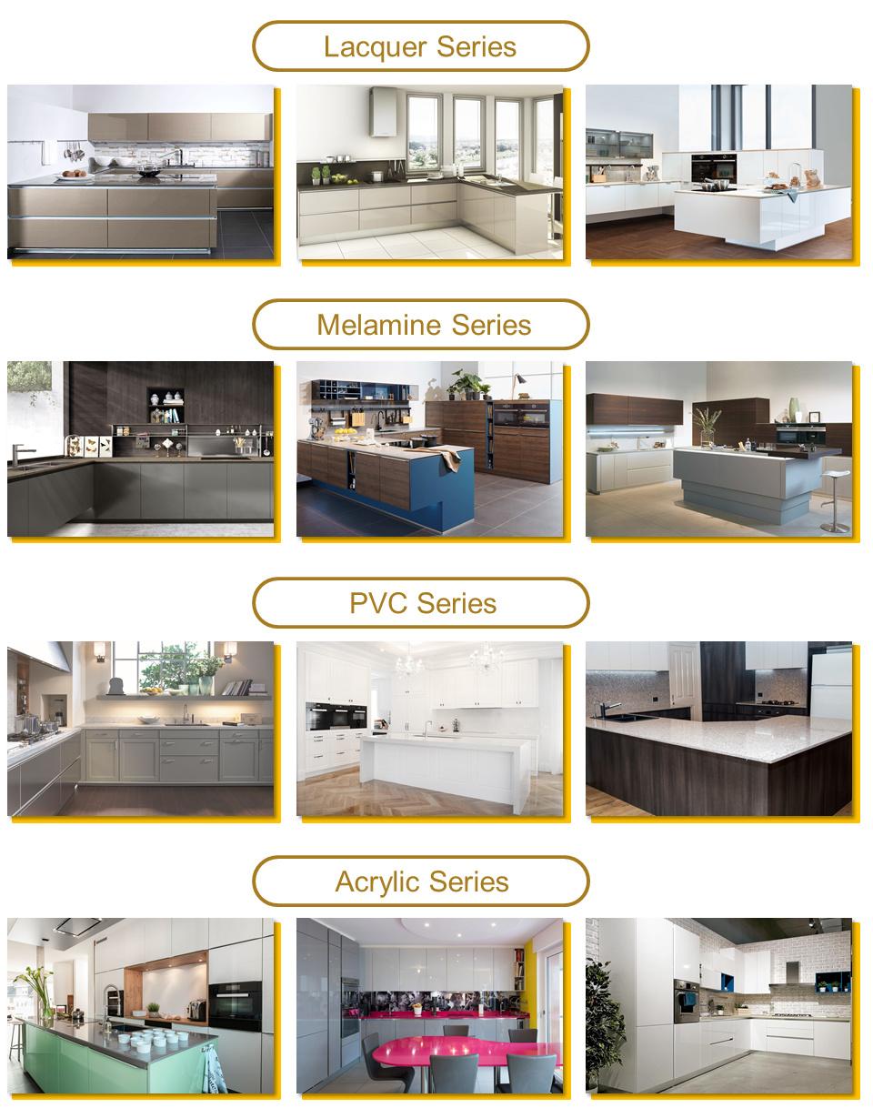 High Gloss Waterproof Lacquering Yellow Kitchen Furniture
