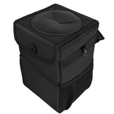 Amazon New Design Foldable Leakproof Vehicle Headrest Hanging Trash Can Bag for Car with Leather Lid