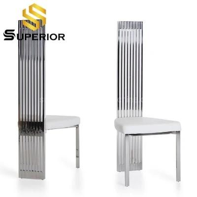 Wholesale Dubai Modern Style Silver Metal Frame Leather Dining Chair