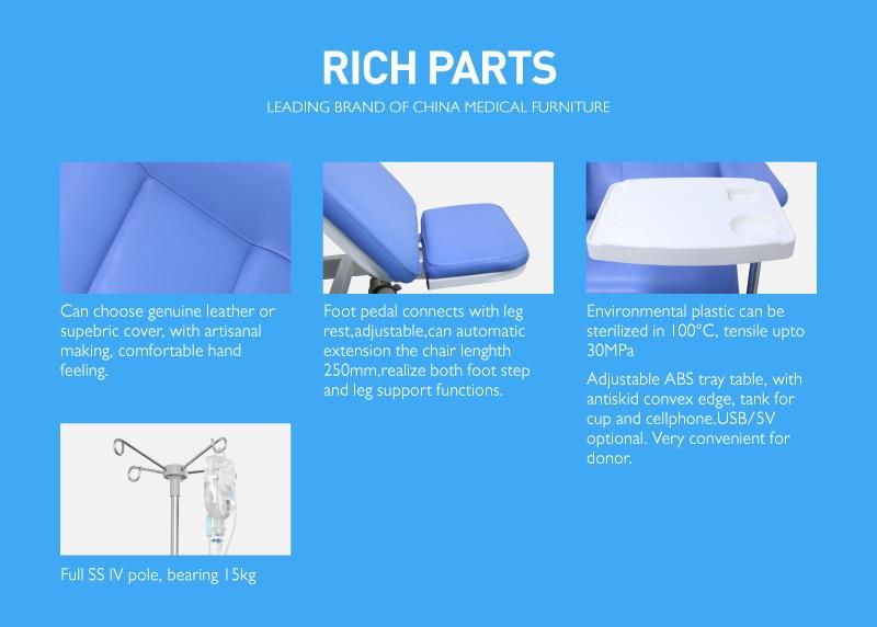 Ske-180 PU Leather Steel Frame Hemodialysis Chairs