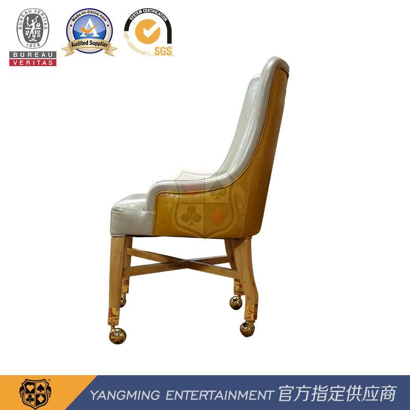 Imitation Leather Solid Wood Hotel Dining Chair Baccarat Club Custom-Made Pulley Player Chair Ym-Dk10