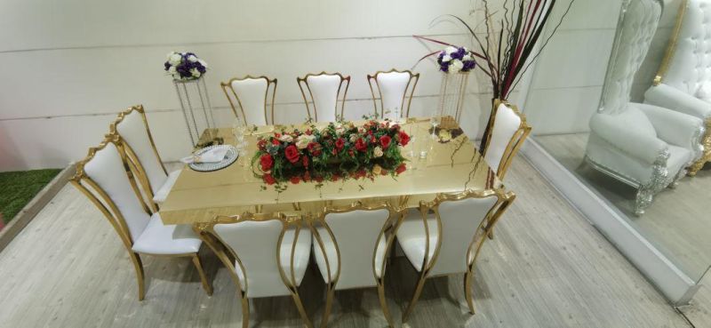 Restaurant Furniture Luxurious New Wedding Modern Mirror Glass Top Table