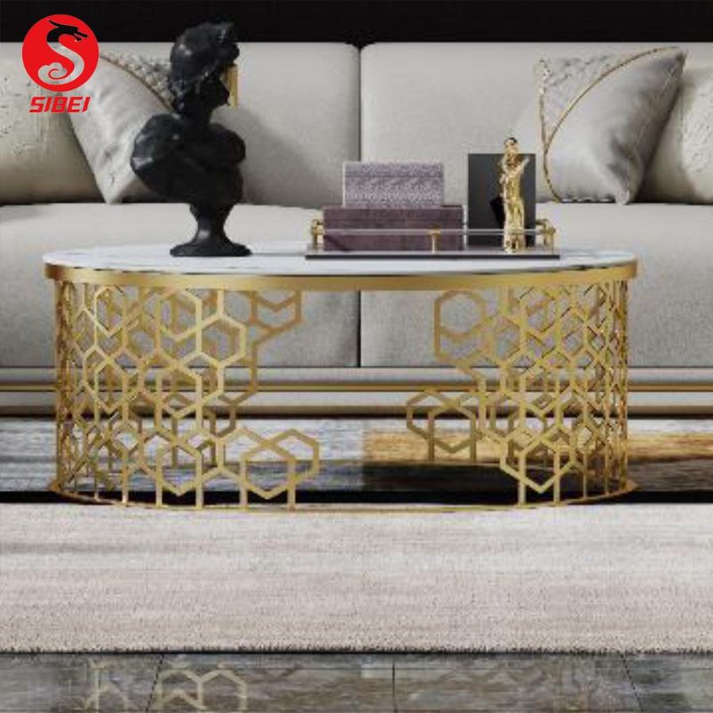 Modern Round Side End Table Luxury Golden Mirror Speaker Coffee Table