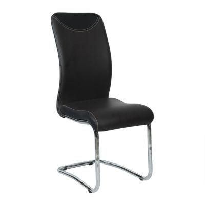 Dark Blue Color Chrome Legs Dining Chair