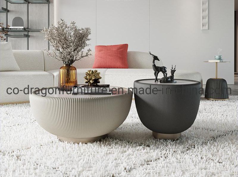 2021 Design Wooden Leather Round Coffee Table for Home Furniture