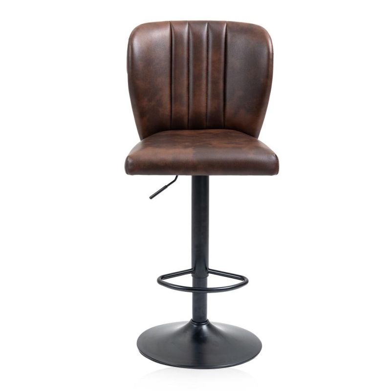 Leather Upholstered Adjustable Bar Stool Kitchen High Bar Chair Furniture