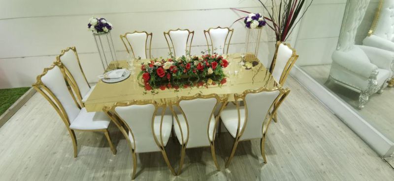 Factory Royal Event Decoration MDF Moon Table Stainless Steel Wedding Table