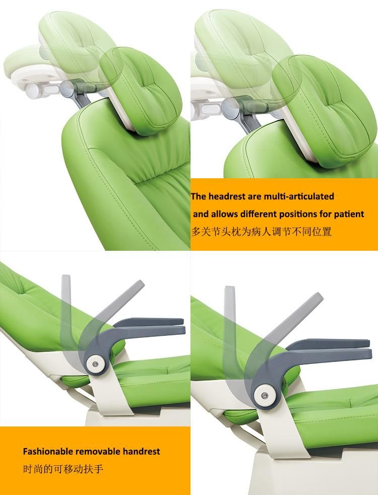 Ce & FDA Approved Luxury Patient Ergonomic Chair with Leather Cushion and Aluminum Backrest