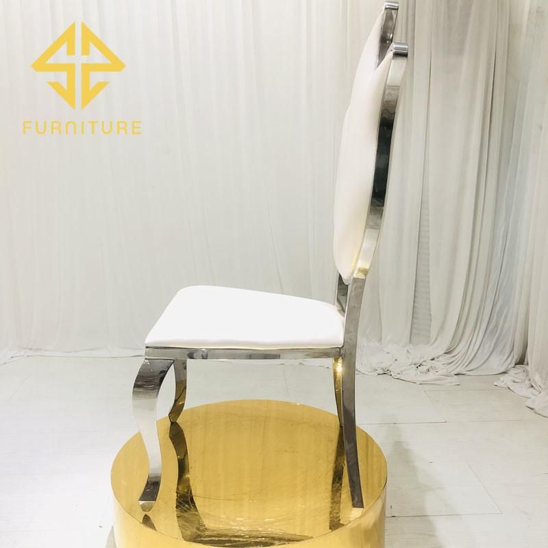 New Design Popular Stainless Steel Hotel Gold Dining Chair with Leather Seat