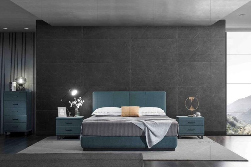 Modern Style Design Soft Leather Bed Factory Bedroom Furniture Fabric Wall Bed
